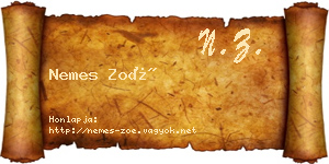 Nemes Zoé névjegykártya